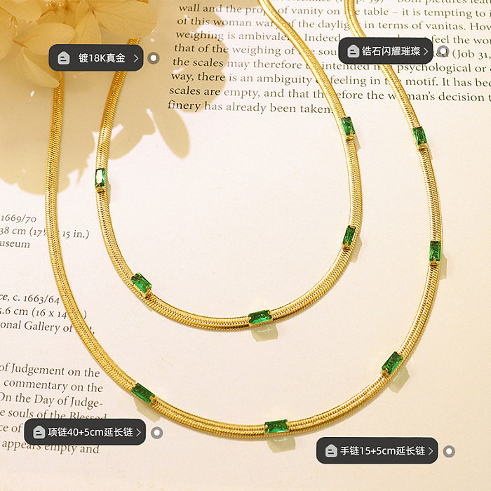 Neues Schlangenketten-Halskettenarmband aus Titanstahl mit eingelegtem Zirkon
