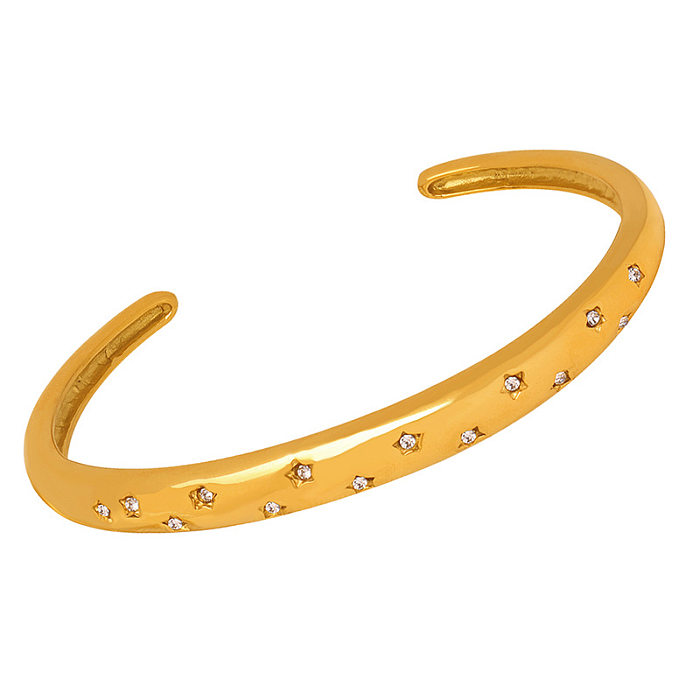 Bracelet en zircon avec incrustation de placage en acier titane étoile de style simple