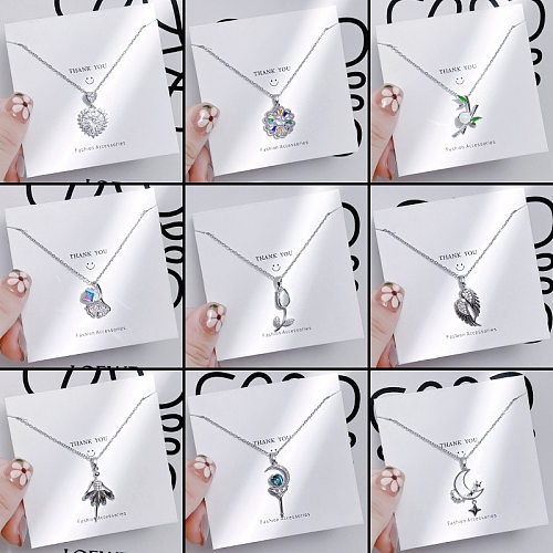 Casual Simple Style Human Flower Stainless Steel Plating Inlay Rhinestones Pearl Pendant Necklace