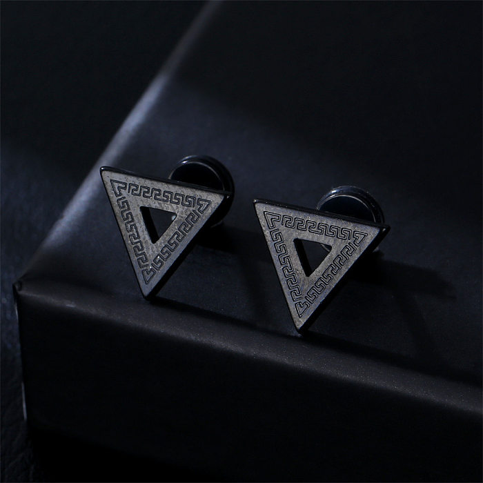 Simple Style Triangle Stainless Steel  Plating Hollow Out Ear Studs 1 Piece