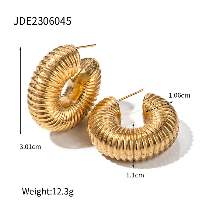 1 Pair IG Style Round Plating Stainless Steel  18K Gold Plated Earrings