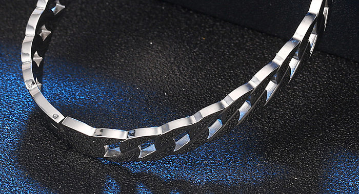Bracelet de polissage en acier titane de couleur unie rétro hip-hop