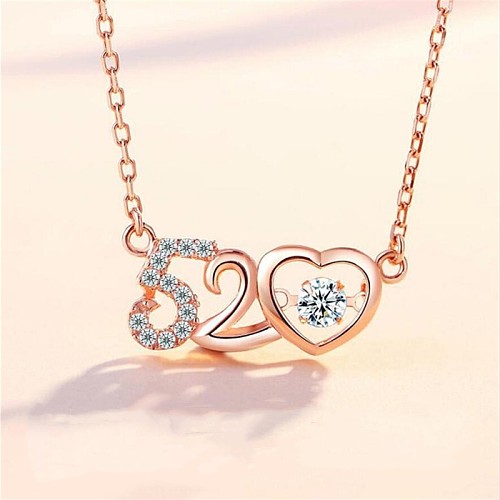 Cute Sweet Little Bear Heart Shape Crown Stainless Steel  Copper Rose Gold Plated Zircon Pendant Necklace In Bulk