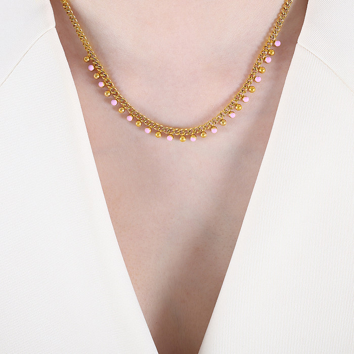 Collar plateado oro 18K del esmalte del acero inoxidable geométrico pastoral elegante de la señora