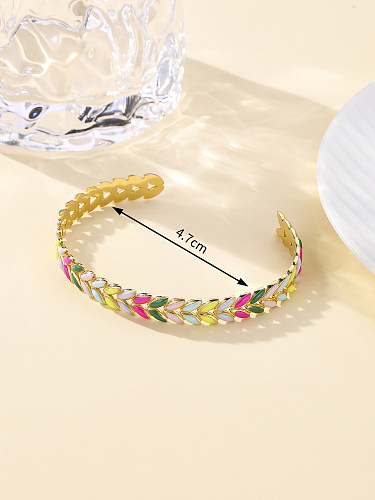 Wholesale Bohemian Solid Color Stainless Steel Enamel Plating 18K Gold Plated Bangle