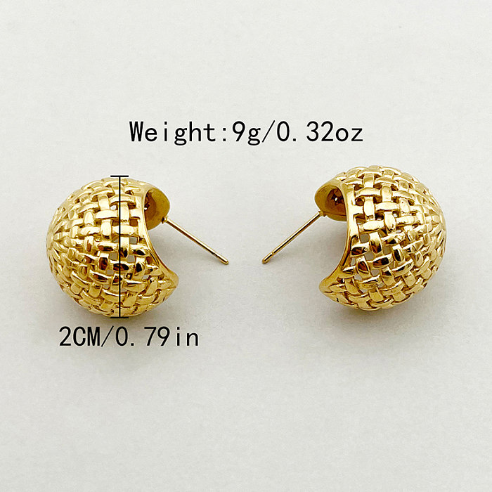 1 Pair Casual Vintage Style Commute C Shape Plating Stainless Steel  Gold Plated Ear Studs