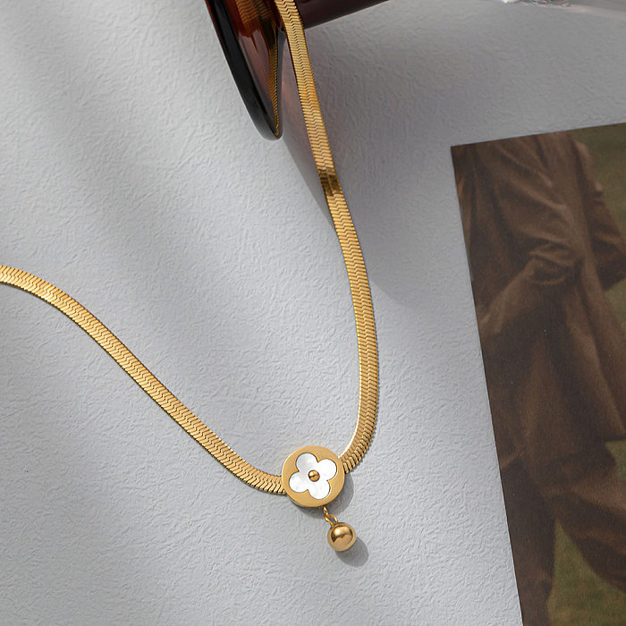 Damen-Halskette mit Blumen-Anhänger, Edelstahl-Beschichtung, 1 Stück