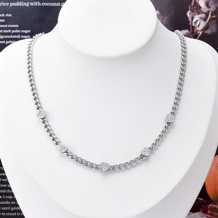Collar De Pulseras De Diamantes De Imitación Chapado En Oro De Acero Inoxidable En Forma De Corazón De Moda 1 Pieza
