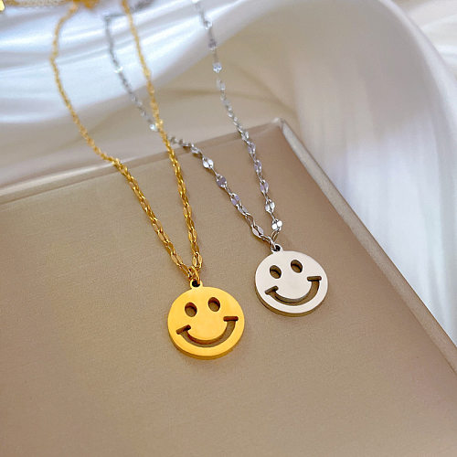 Großhandel Halskette mit Smiley-Anhänger aus Edelstahl im klassischen Stil