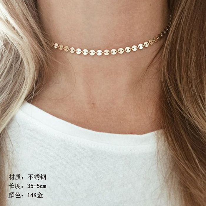 Novo produto tendência da moda colar de aço inoxidável com corrente de dupla camada para mulheres