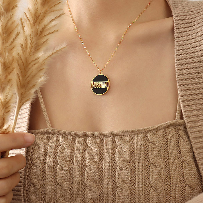 English Alphabet Round Brand Pendant Luxury Female Niche Acrylic Necklace