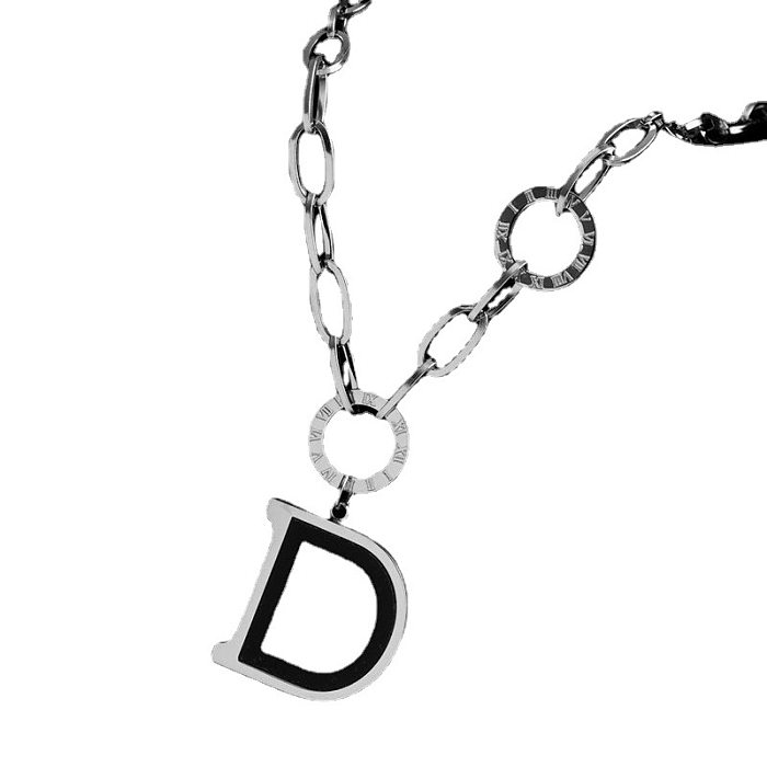 Retro-Halskette mit rundem Buchstaben und Edelstahlbeschichtung, 1 Stück