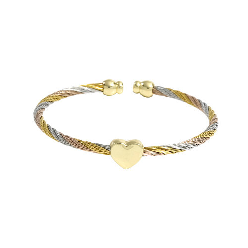 Casual Simple Style Heart Shape Stainless Steel Copper Bangle