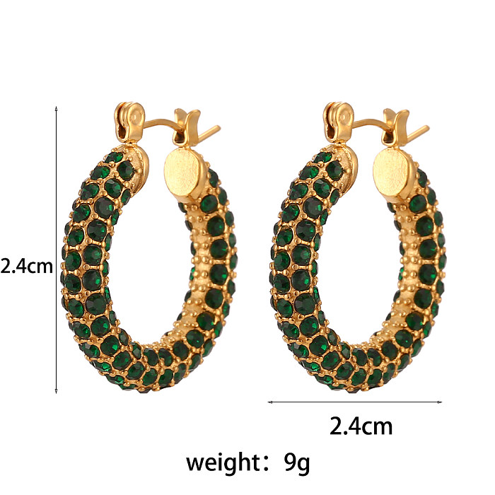 Modische geometrische Edelstahl-Ohrringe mit eingelegtem Zirkon und Zirkon-Edelstahl-Ohrringen