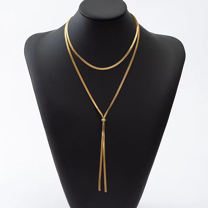 Elegant Solid Color Stainless Steel Plating Long Necklace