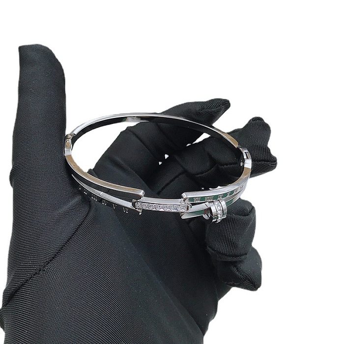 Bracelet plaqué or 18 carats en acier titane de couleur unie décontracté