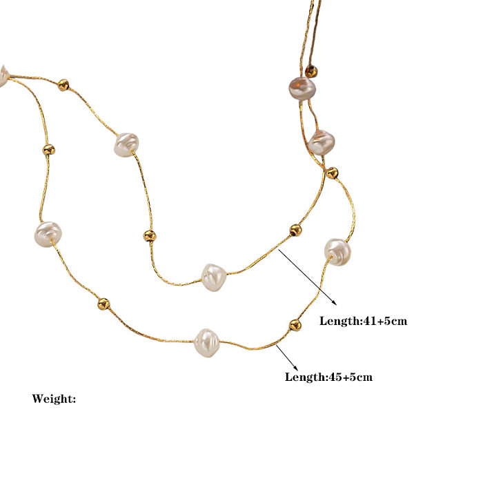 Mehrschichtige Halsketten aus Edelstahl mit Perlenbeschichtung von Lady Pearl