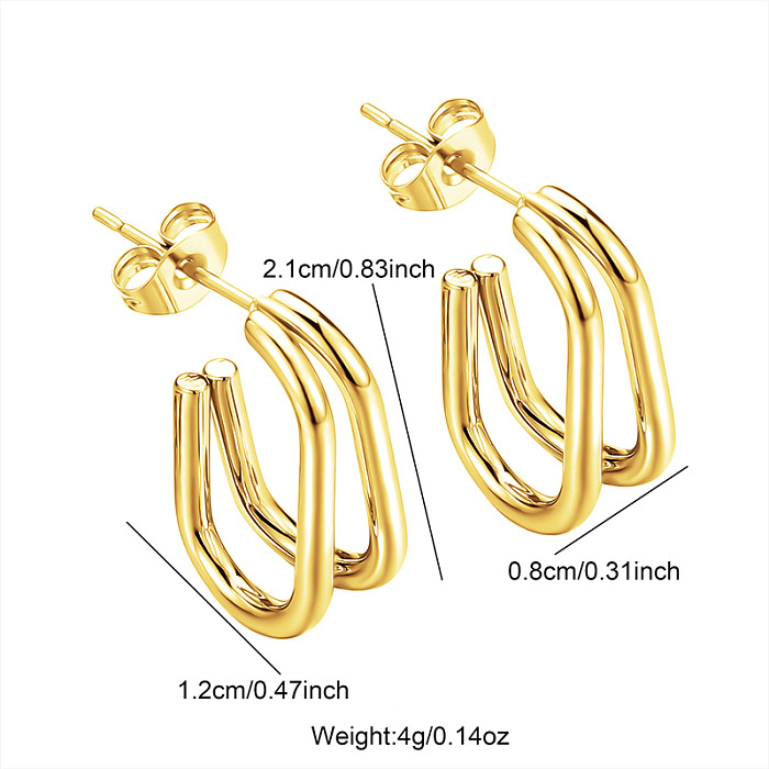 1 Pair Elegant Solid Color U Shape Stainless Steel  Ear Studs