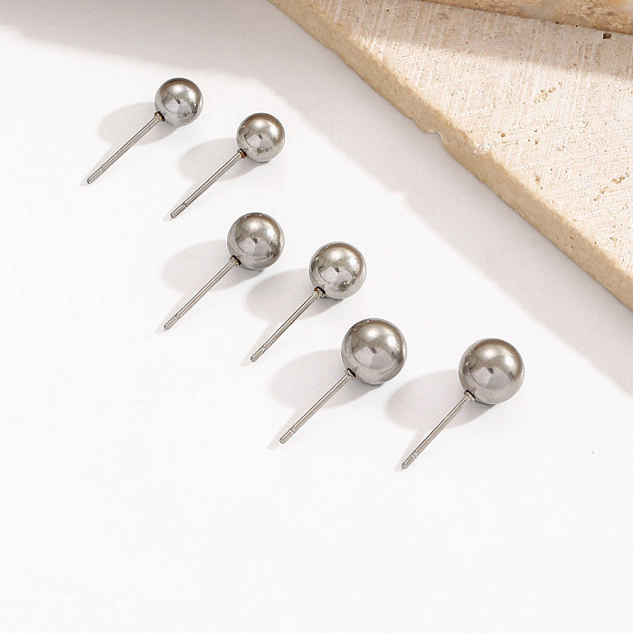 3 pares de brincos redondos de polimento de aço inoxidável estilo simples casual