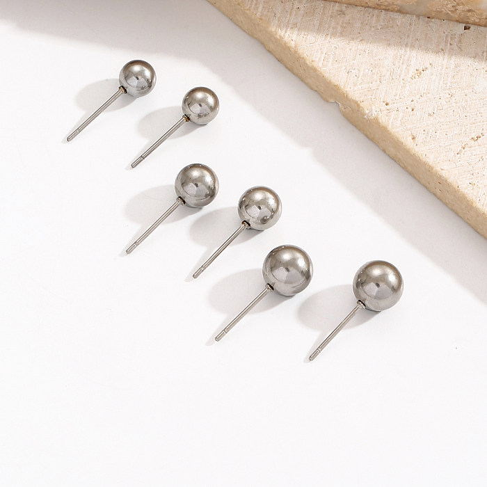 3 Pairs Casual Simple Style Round Stainless Steel  Polishing Ear Studs