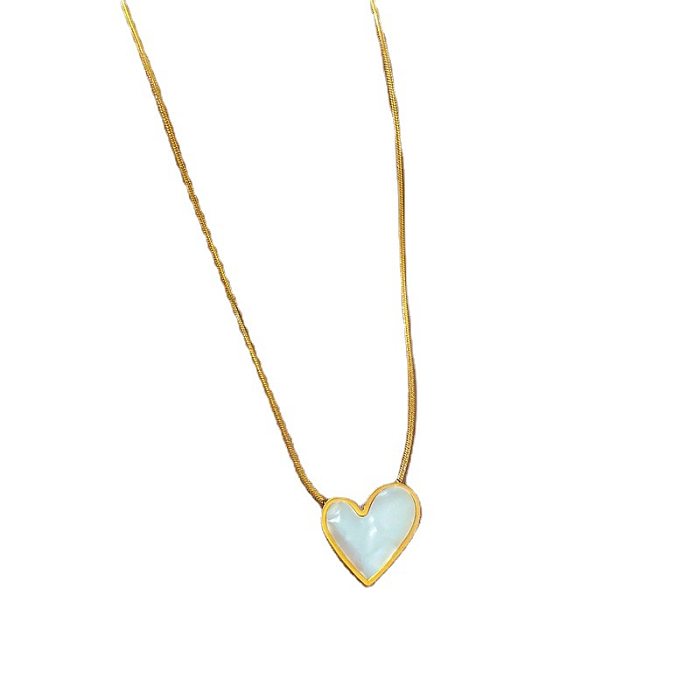 Collier Pendentif en Acier Inoxydable en Forme de Coeur à la Mode 1 Pièce