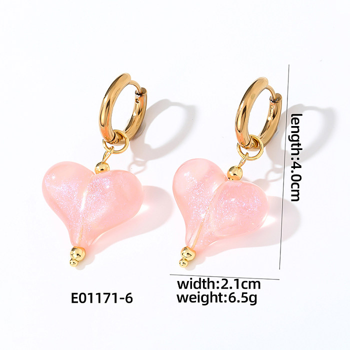 1 Paar lässige, süße, schlichte Herzform-Ohrringe aus Edelstahl mit Überzug