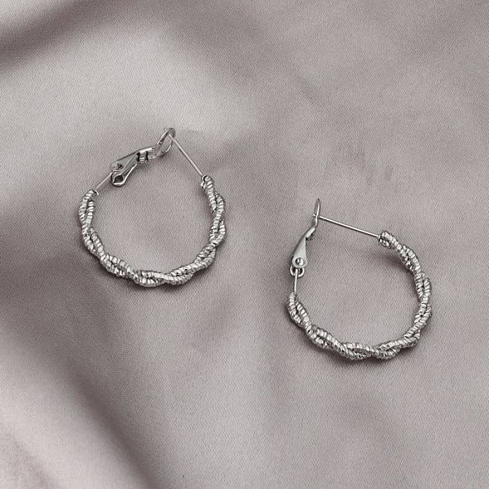 1 Pair Casual Simple Style Twist Stainless Steel  Earrings