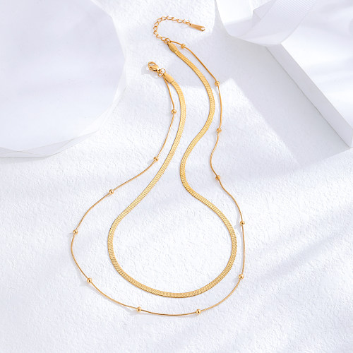 Wholesale Simple Style Classic Style Ball Stainless Steel 24K Gold Plated Necklace