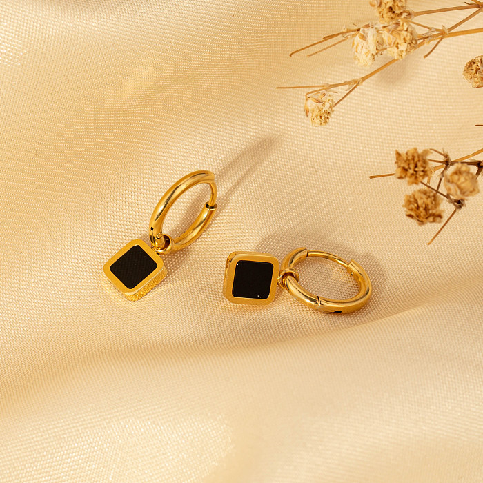 1 par de pendientes colgantes chapados en oro con circonita de acero inoxidable con incrustaciones de serpiente estilo clásico estilo Simple