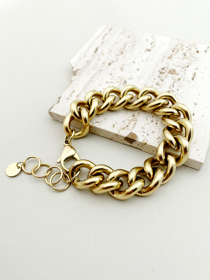 Lady Solid Color Stainless Steel Patchwork Plating Gold Plated Bracelets