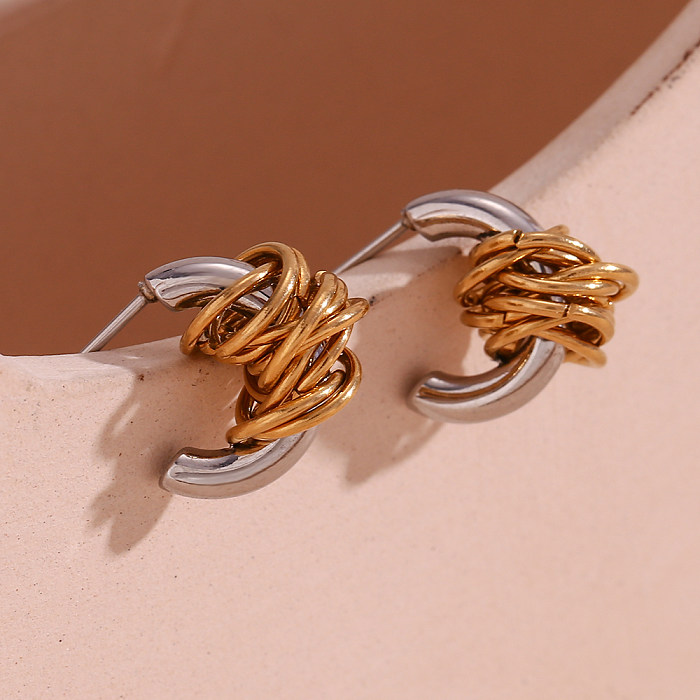1 par de brincos de orelha banhados a ouro 18K, estilo simples, estilo clássico, bloco colorido