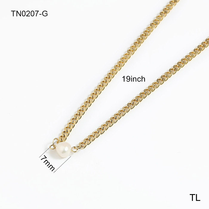 Retro Simple Style Round Stainless Steel  Plating Three-dimensional 18K Gold Plated Pendant Necklace