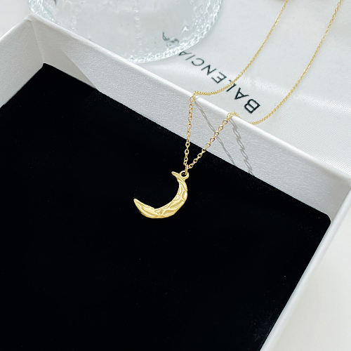 Simple Style Commute Moon Stainless Steel Plating Pendant Necklace