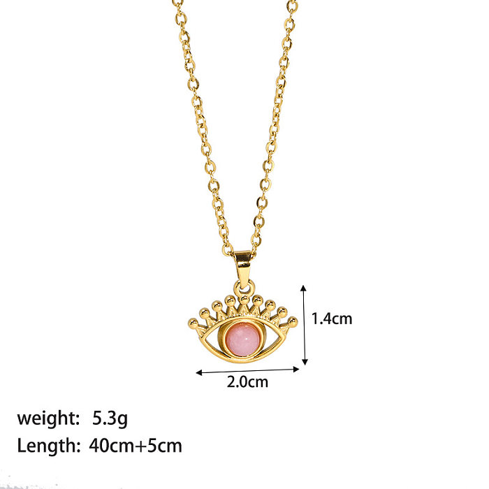 INS Style Eye – collier avec pendentif en acier inoxydable, incrustation de pierre naturelle, plaqué or 18 carats