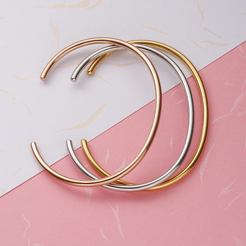 Lady Simple Style Commute Solid Color Stainless Steel Plating Gold Plated Silver Plated Cuff Bracelets
