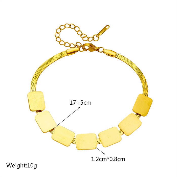 Bracelets plaqués or 18 carats en acier titane de couleur unie de style simple, vente en gros