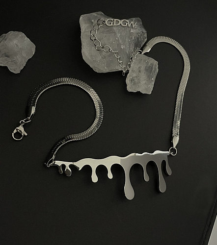 Fashion Simple Style Water Droplets Stainless Steel Metal Necklace