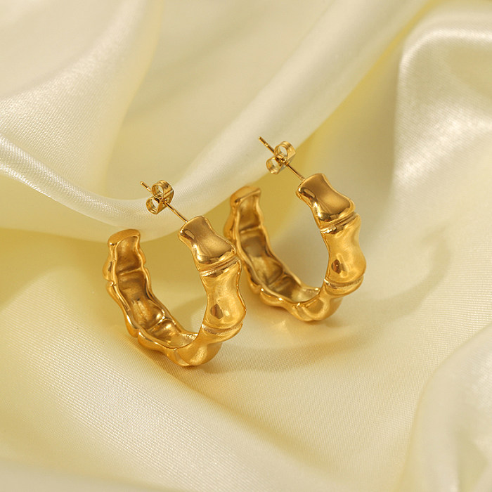 1 Pair Vintage Style Solid Color Plating Stainless Steel  18K Gold Plated Ear Studs