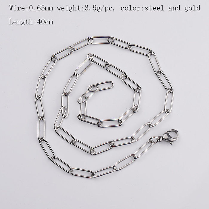 Bijoux simples en acier inoxydable, chaîne ovale, Bracelet, collier, vente en gros