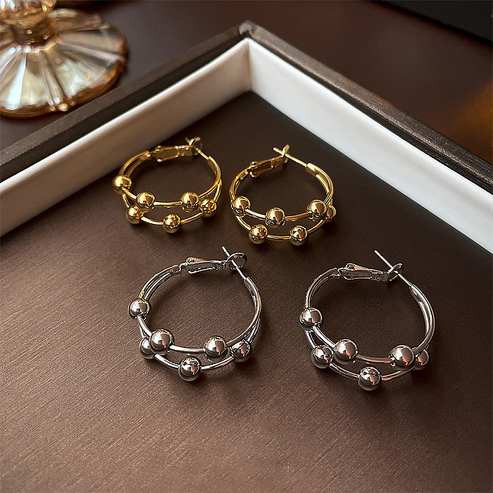 1 Paar Kreis-Ohrringe im Vintage-Stil mit Edelstahlbeschichtung, 18 Karat vergoldet und weißvergoldet
