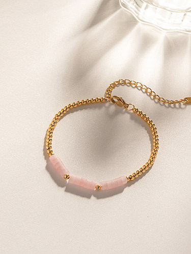 1 Stück runde Edelstahl-Armbänder mit künstlichen Edelsteinen und Perlenbeschichtung im INS-Stil