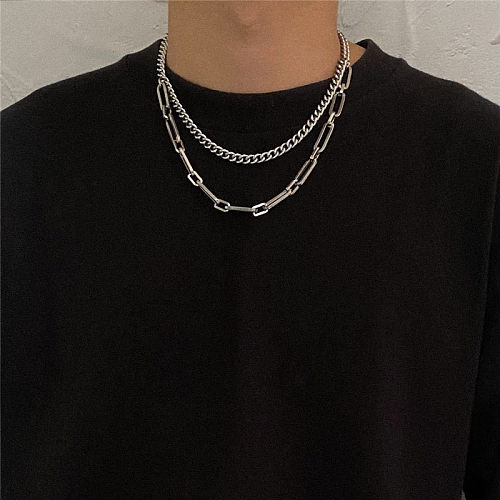Casual Hip-Hop Punk Letter Star Bear Stainless Steel Plating Inlay Acrylic Artificial Pearls Rhinestones Silver Plated Necklace
