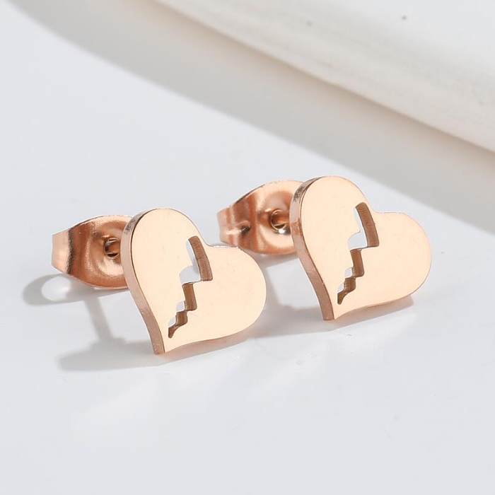 Modische herzförmige Edelstahl-Ohrstecker mit Beschichtung ohne eingelegte Edelstahl-Ohrringe