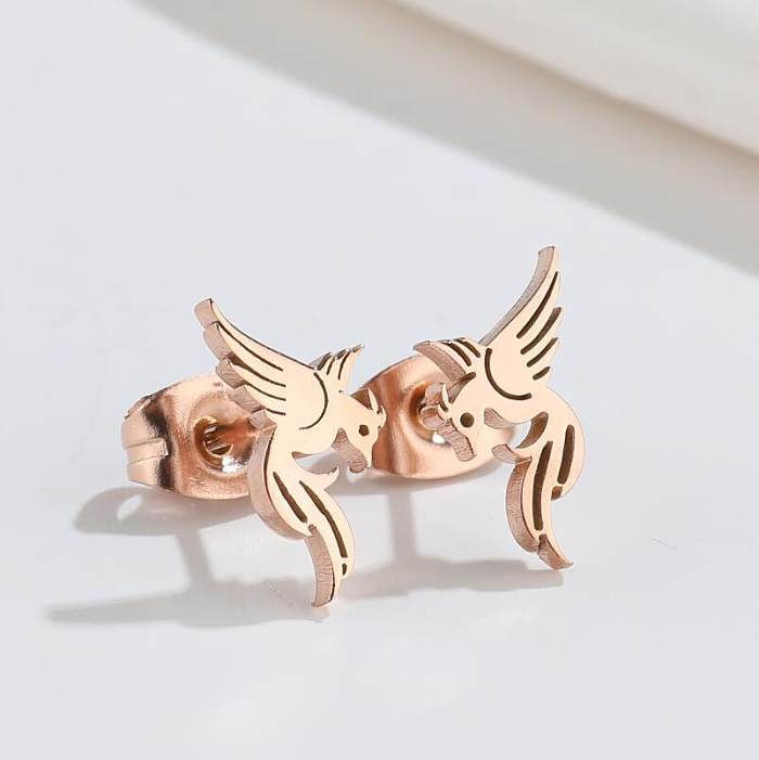 Fashion Phoenix Stainless Steel Hollow Out Ear Studs 1 Pair