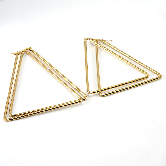 Einfacher Stil, dreieckig, geometrisch, Edelstahl-Ohrringe, Polieren von Edelstahl-Ohrringen