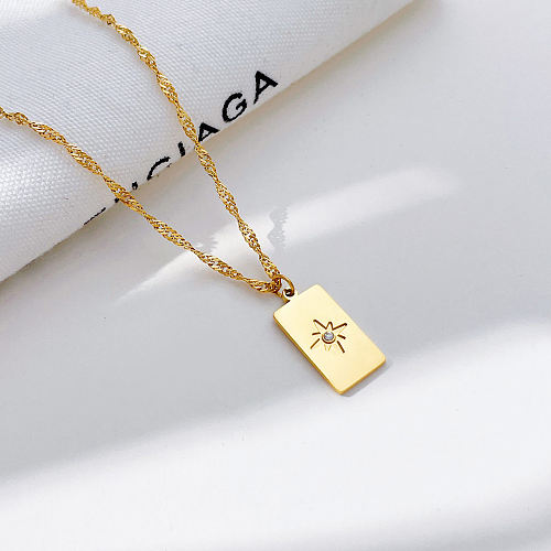 Elegant Lady Star Rectangle Stainless Steel  Stainless Steel Plating Pendant Necklace