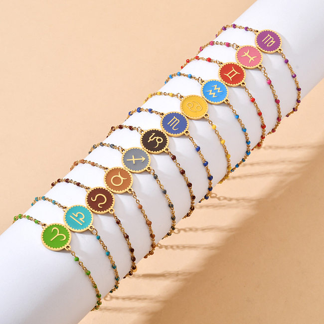 Bracelets de placage d'émail d'acier inoxydable de constellation de style simple