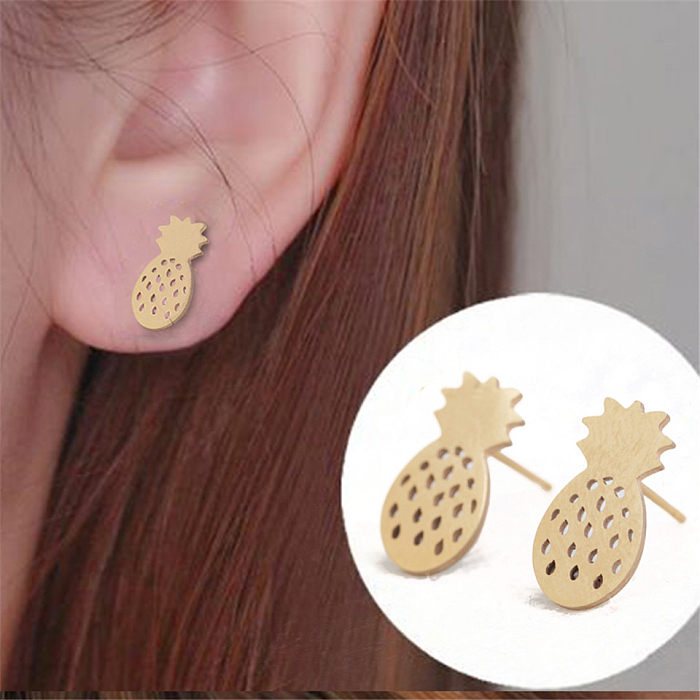 Simple Fruit Pineapple Stainless Steel  Earrings Wholesale