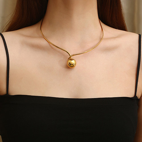 Commute Solid Color Stainless Steel Gold Plated Choker In Bulk