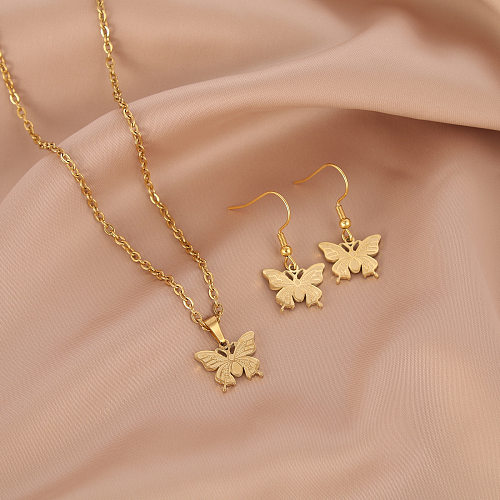 Fashion Butterfly Stainless Steel  Plating Pendant Necklace